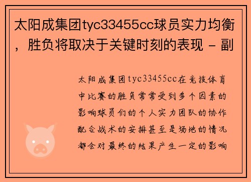 太阳成集团tyc33455cc球员实力均衡，胜负将取决于关键时刻的表现 - 副本